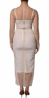 White Sheer Tulle Bustier Bodycon Midi Dress 3