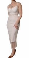 White Sheer Tulle Bustier Bodycon Midi Dress 2