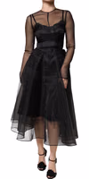 Black Tulle A-line Midi Cocktail Gown Dress 1