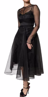 Black Tulle A-line Midi Cocktail Gown Dress 2