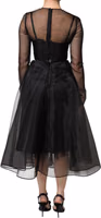 Black Tulle A-line Midi Cocktail Gown Dress 3