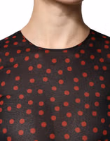 Black Red Polka Dot Silk Layered Midi Dress 4