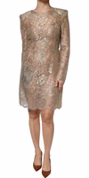 Gold Floral Lace A-line Sheath Mini Dress 1