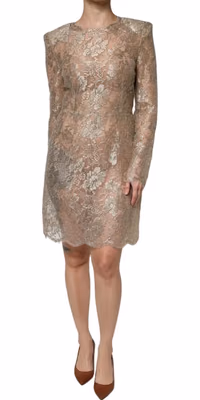 Gold Floral Lace A-line Sheath Mini Dress