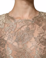 Gold Floral Lace A-line Sheath Mini Dress 4