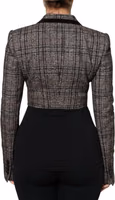 Brown Plaid Long Sleeve Cropped Coat Jacket 3