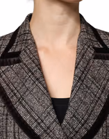 Brown Plaid Long Sleeve Cropped Coat Jacket 4