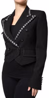 Black Crystal Double Breasted Blazer Jacket 2