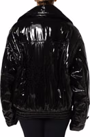 Black Polyester Button Down Blouson Jacket 3