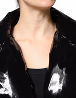 Black Polyester Button Down Blouson Jacket 4
