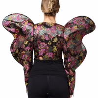 Multicolor Floral Jacquard Cropped Jacket 2