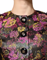 Multicolor Floral Jacquard Cropped Jacket 3