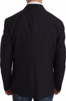 Gray Striped Wool Jacket Coat Slim Blazer 2