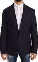 Gray Striped Wool Jacket Coat Slim Blazer 5
