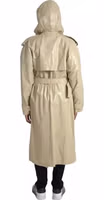 Beige Lambskin Leather Trench Coat Jacket 4