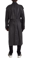 Black Leather Men Waterproof Trenchcoat Jacket 3