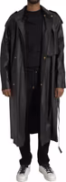 Black Leather Men Waterproof Trenchcoat Jacket 4