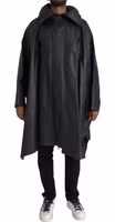 Black Leather Hooded Men Trenchcoat Jacket 1