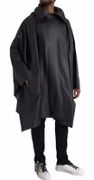 Black Leather Hooded Men Trenchcoat Jacket 4