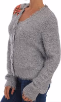 Silver Cardigan Floral Applique Sweater 4