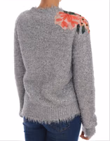 Silver Cardigan Floral Applique Sweater 5