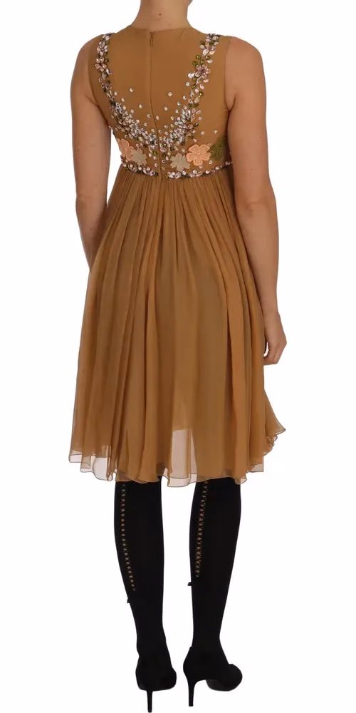 Crystal Silk Gold A-Line Gown Dress
