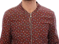 Bordeaux Leather Boxer Print Jacket Coat 4