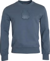 Blue Cotton Logo Patch Crew Neck Men Pullover Sweater 2
