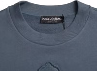 Blue Cotton Logo Patch Crew Neck Men Pullover Sweater 4