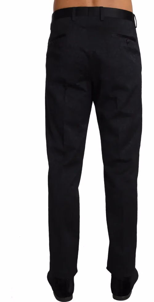 Black Cotton Brocade Formal Trousers Pants