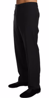 Black Wool Stretch Formal Trousers 2