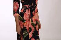 Black Pink Tulip Print Stretch Shift Dress 2
