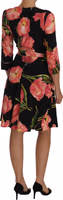 Black Pink Tulip Print Stretch Shift Dress 5