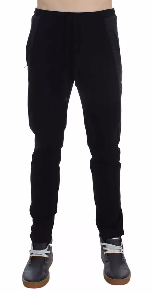 Black Gray Wool Casual Trousers Stripe Pants