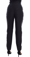 Black Floral Brocade High Waist Pants 3