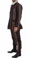 Multicolor Striped Runway 3 Piece Slim Fit Vest Suit 2