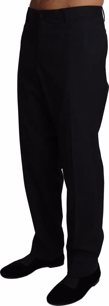 Black Wool Stretch Dress Trousers Pants