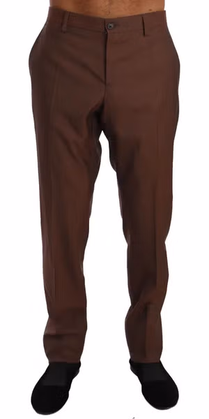 Brown Wool Silk Formal Trousers Pants