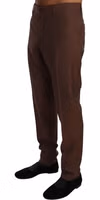 Brown Wool Silk Formal Trousers Pants 2