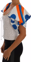 White Polka Silk Corset Bustier Top 1
