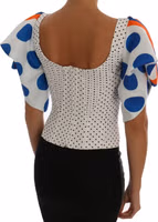 White Polka Silk Corset Bustier Top 2