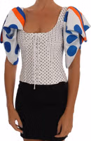 White Polka Silk Corset Bustier Top 4