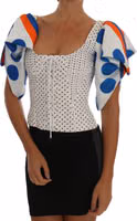 White Polka Silk Corset Bustier Top 5