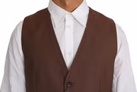Brown Wool Silk Waistcoat Vest 2