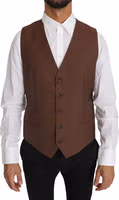 Brown Wool Silk Waistcoat Vest 3