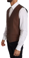 Brown Wool Silk Waistcoat Vest 4