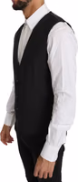 Gray Solid 100% Wool Waistcoat Vest 3