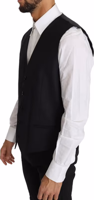 Gray Wool Silk Waistcoat Vest