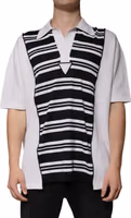 Black White Stripes Collared Polo T-shirt 1