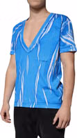 Blue Cotton V-neck Short Sleeves T-shirt 2